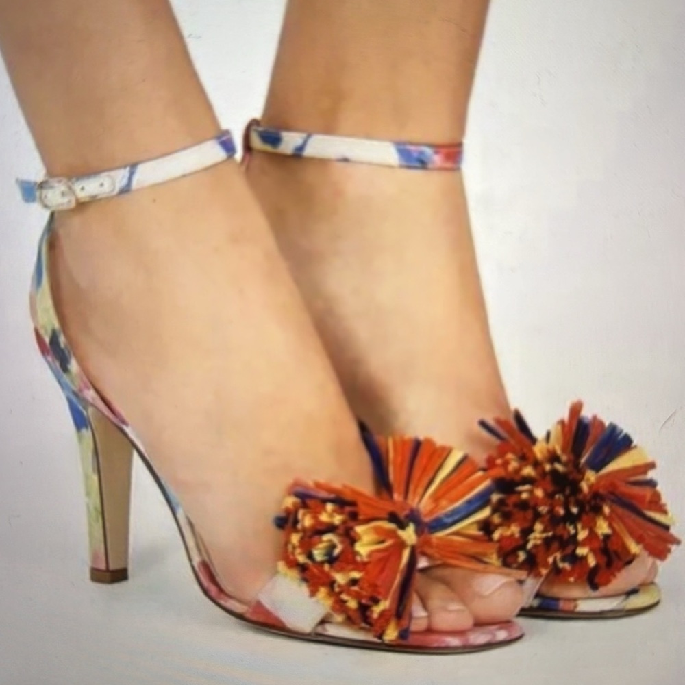J. Crew Collection multicolor raffia bow ankle strap heels - Picture 6 of 6